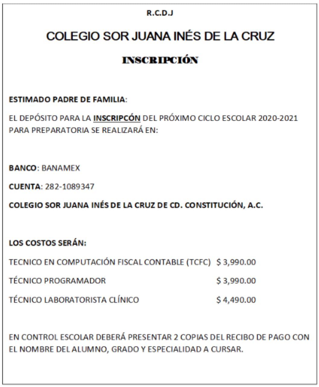 inscripción